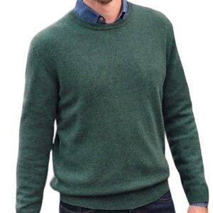 Woolovers Classic Crew Neck Dark‎ Green 100% Lambswool Sweater Pullover Medium
